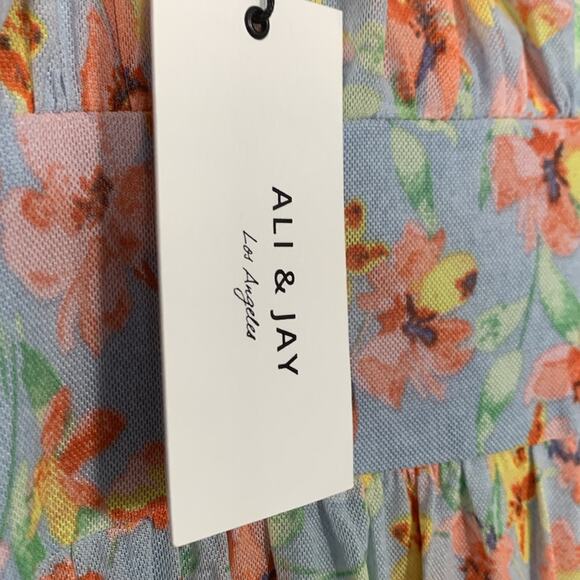 Ali & Jay Poolside Light Blue & Floral Mesh Midi Dress Size XL NWT - Picture 5 of 8